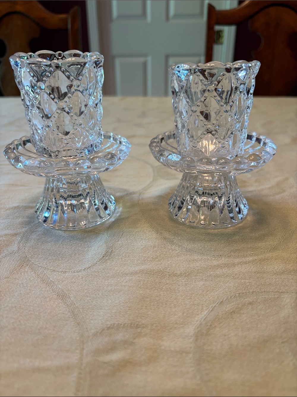 Party Lite Quilted Crystal Pair
